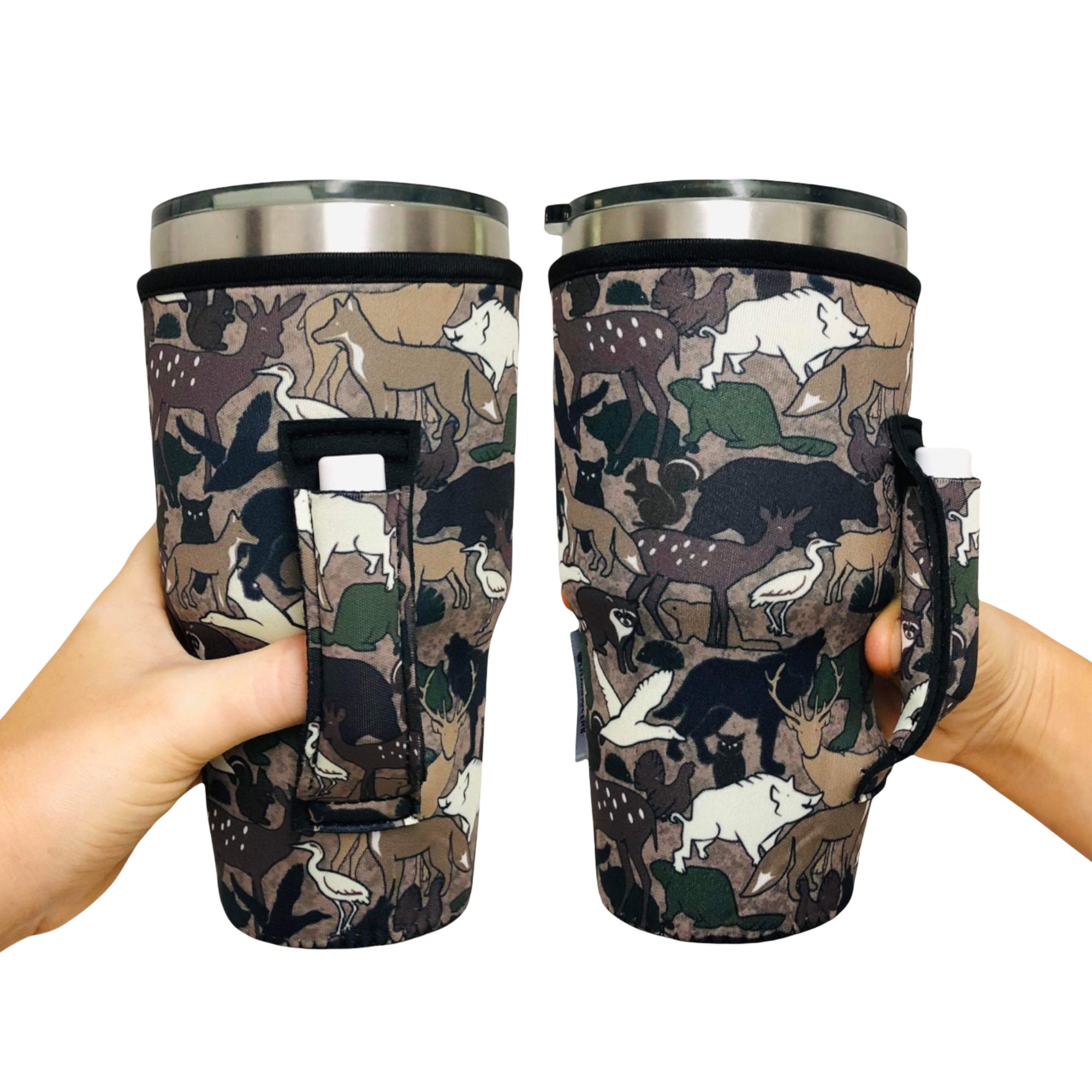 Camo Tumbler 20 oz Travel Coffee Mug Camouflage Print Skinny