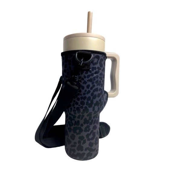 Black Leopard 40oz Tumbler With Handle Sleeve – Drink Handlers
