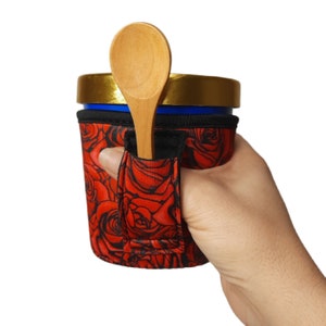 Roses Soporte para helados tamaño pinta con bolsillo Patente pendiente Soporte para helados tamaño pinta