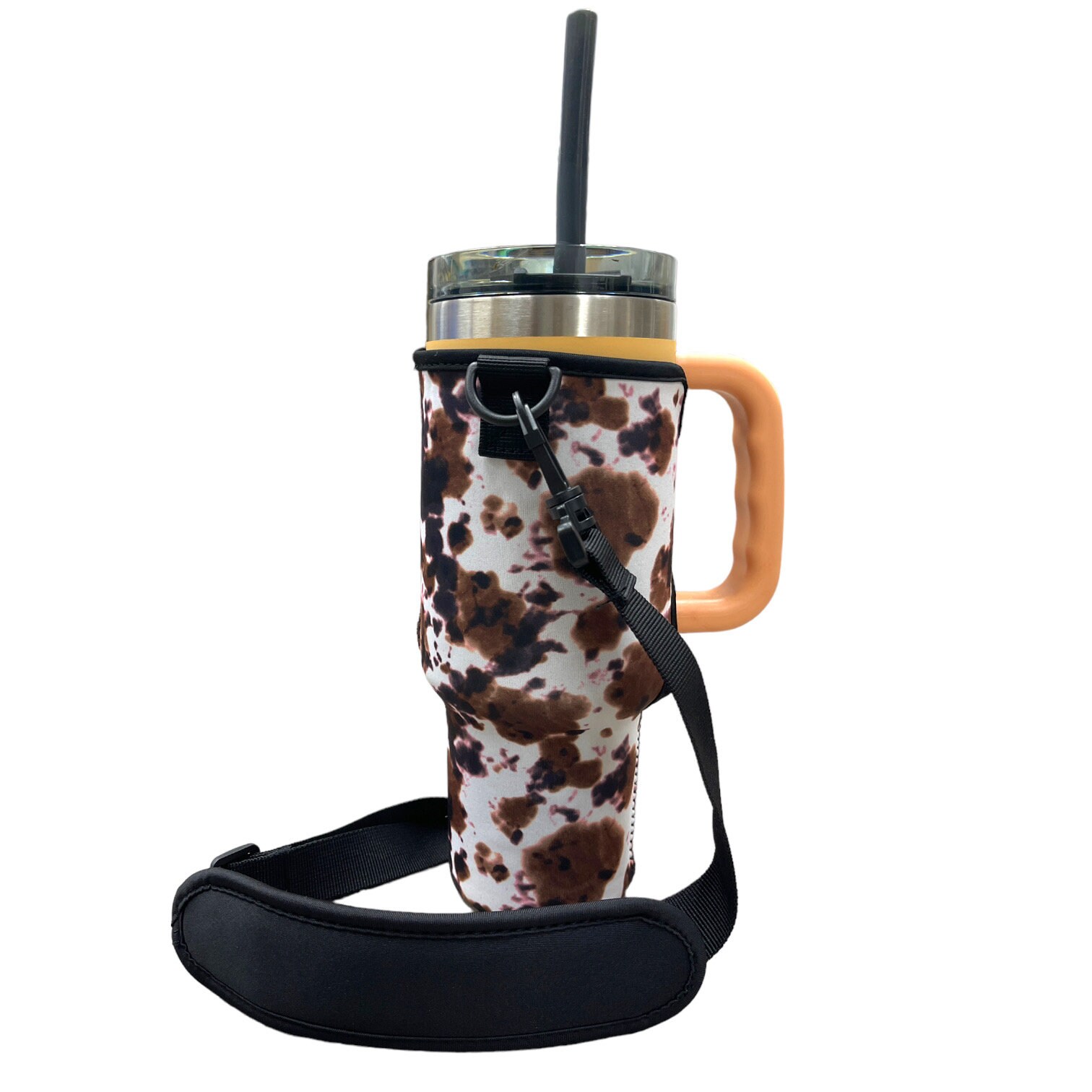 Cow Tippin 40oz Tumbler With Handle Sleeve with Adjustable Strap