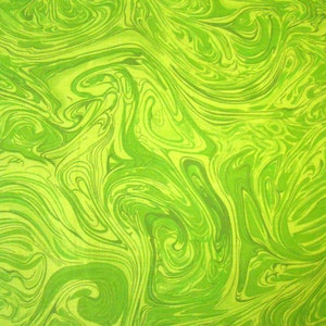 Lime Green Cotton Tonal Blender Quilt Fabric By The Half Yard - Marble Swirl (L01)