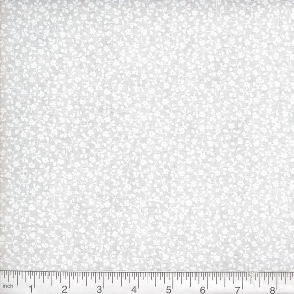Bright White on White Tone on Tone Tonal Cotton Quilt Fabric By The Half Yard - Tangled Spiral Swirl Flower (W01)
