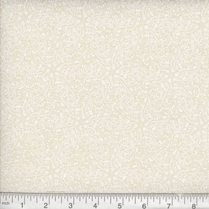 White on Natural Neutral Cream Ivory Tan Spiral Swirl 100% Cotton Tonal Quilt Fabric By The Half Yard - Free Flow (N01)