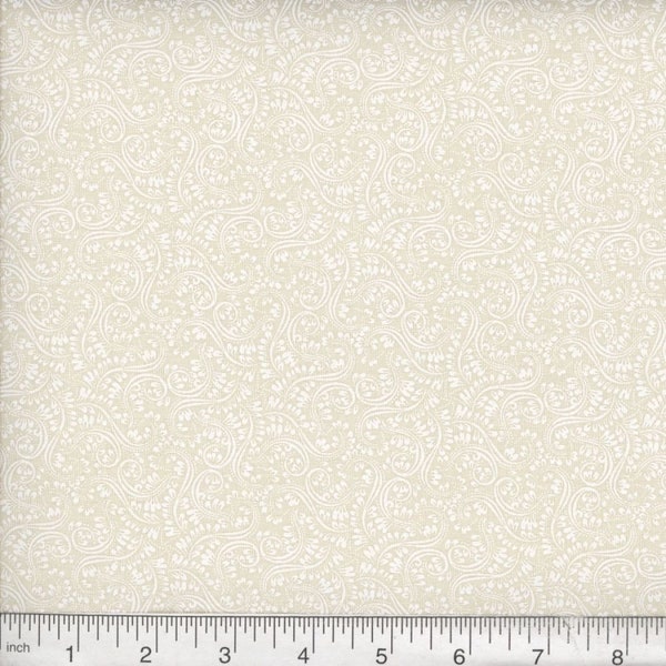 Tela de algodón blanca con remolinos naturales para patchwork, disponible por medio metro - Flujo libre
