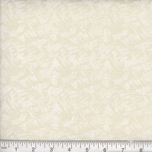 White on Natural Cream Neutral Ivory 100% Cotton Tonal Quilt Fabric By The Half Yard - Paint Stokes (N01)