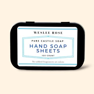Fogli di sapone di Castiglia per le mani per quando sei in giro e in viaggio