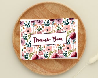 Printable Floral Thank You Card