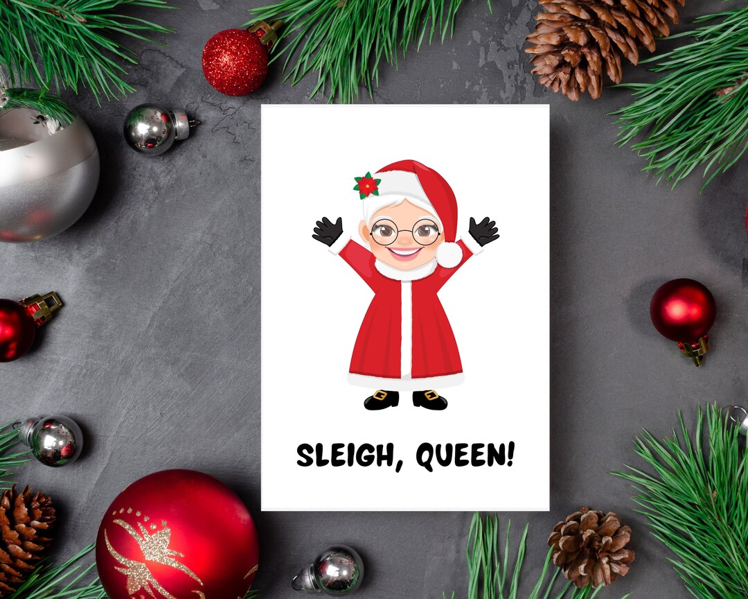 Printable Sleigh Queen Christmas Card Digital Download Etsy