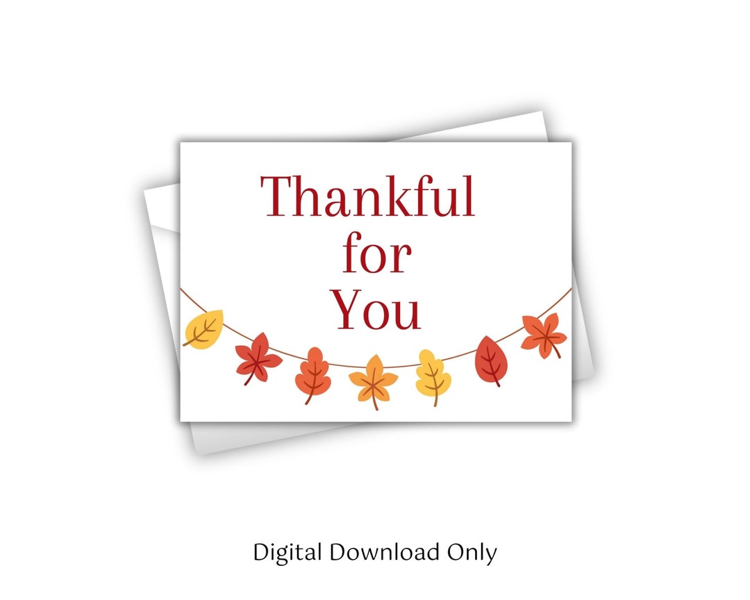 Printable Thankful for You Card Digital Download - Etsy