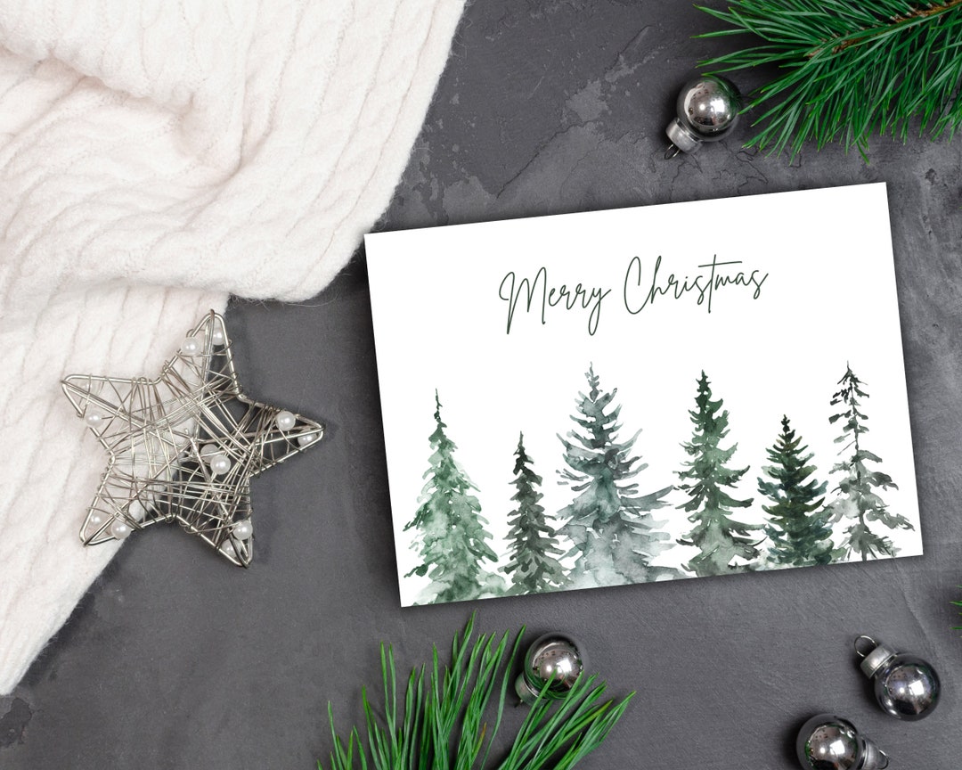 Printable Watercolor Christmas Card, Digital Download - Etsy