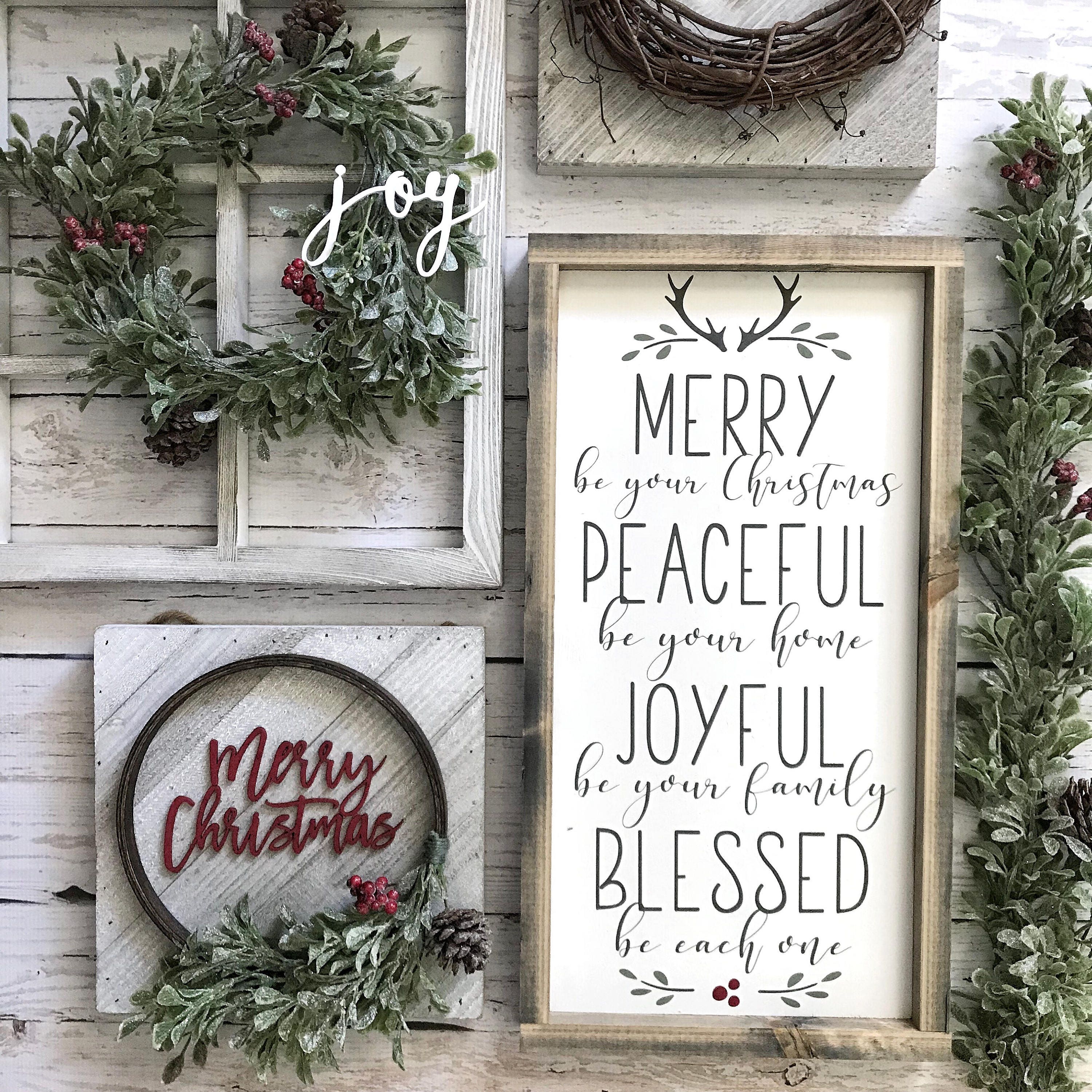 Merry be your Christmas Sign Peaceful Be Your Home Sign | Etsy