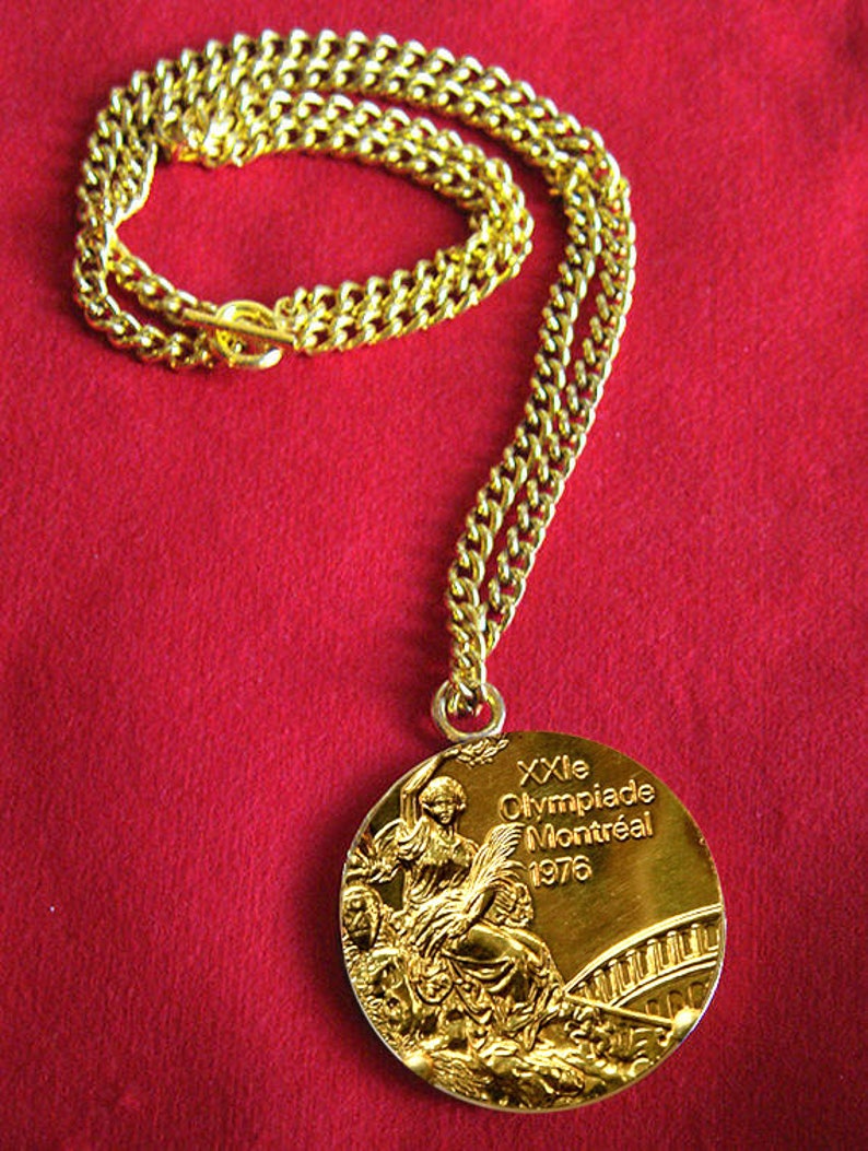 1976 Montreal Olympic Medals Set with Chain Necklace & Display Stands