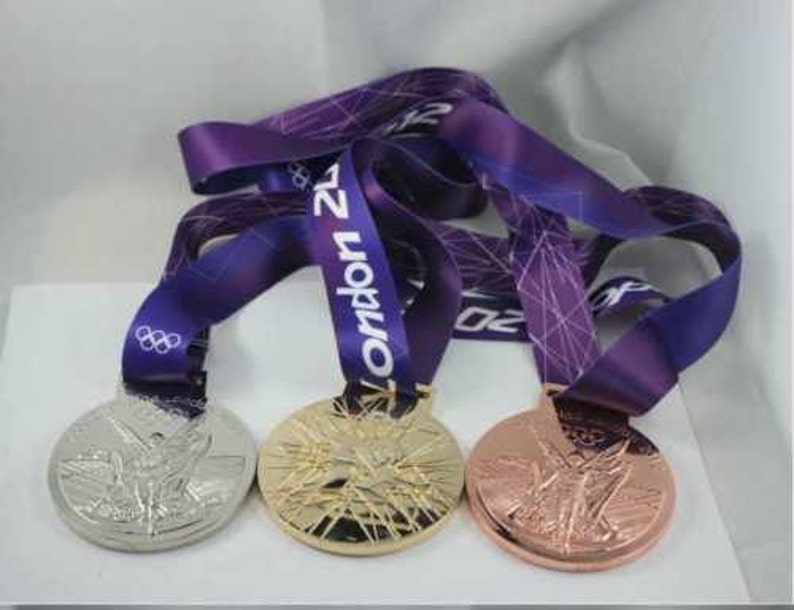 London 2012 0lympic SilverGold Bronze medals with Silk Ribbons