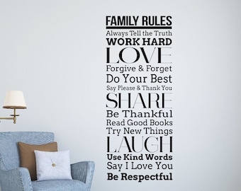 Family Rules Wall Quotes Vinyl Decal Sticker Murals Home Interior Art Decor (43nr)