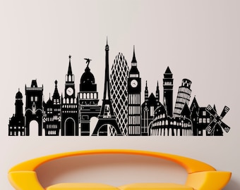 Europe Cities Sights Wall Vinyl Decal Stickers Art Design Murals Design Interior Home Decor (12pa3)