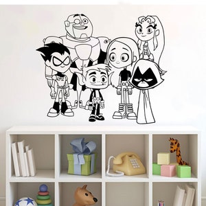 Teen Titans Comics personnages Wall Decal Superheroes vinyl Kids décor de chambre pour enfants (108nr)