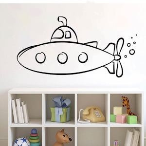 Cartoon Submarine Wall Decal Vinyl Sticker Nautical Navy Kids Playroom Decor (135nr)