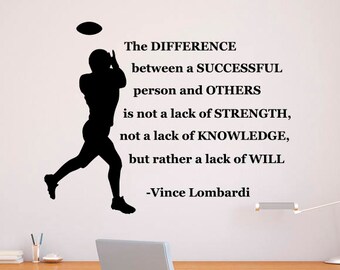 Vince Lombardi Quote Wall Decal Vinyl Sticker Football Player Legend Home Interior Removable Art Decor (16qts)