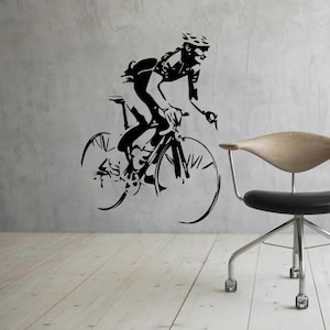 Cyclist Bicycle Wall Decal Road Bike Vinyl Sticker Racing Sport Home Decor (102nr)