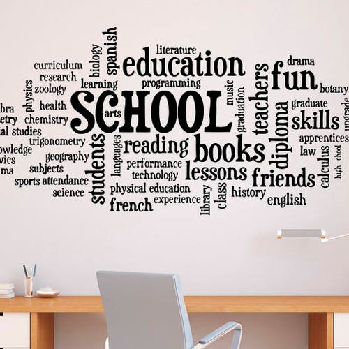 School Words Cloud Wall Vinyl Decal Education Sticker Home Art | Etsy
