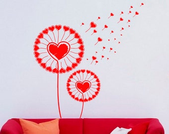 Romantic Dandelion Wall Decal Wall Vinyl Sticker Beautiful Flower Nature Home Interior Removable Bedroom Decor (5dndl)
