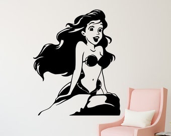 The Little Mermaid Wall Decal Princess Ariel Vinyl Stickers Interior Kids Playroom Decor (88nr)