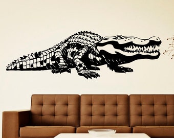 Crocodile Wall Vinyl Decal Animal Beast Alligator Predator Stickers Art Design Murals Design Interior Home Decor (7cro6)