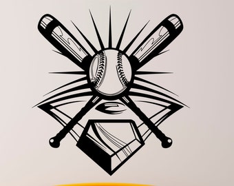 Vinilo decorativo de béisbol para pared, pegatinas deportivas, diseño artístico, murales, decoración de interiores (1bsb2)