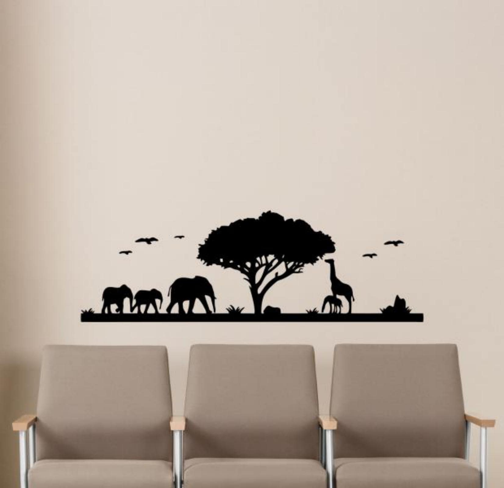 Safari Wall Decal Vinyl Sticker African Animals Wildlife Landscape ...