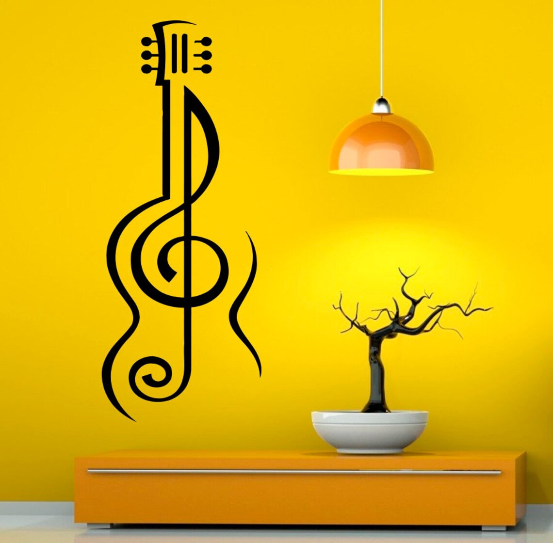 Music Instrument Wall Vinyl Decal Treble Clef Notes Sticker Interior ...