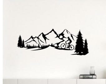 Mountain Bike Wall Decal Vinyl Sticker Sport Bicycle Home Kids Playroom Decor (155nr)