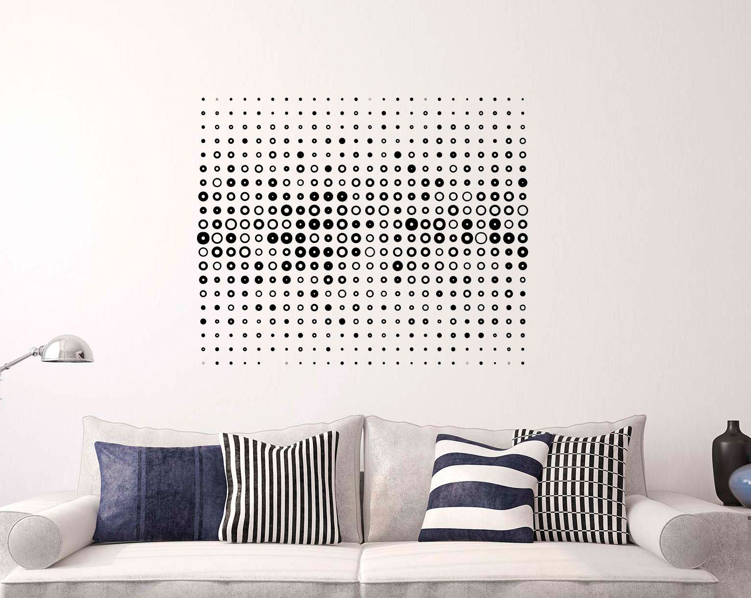 Geometrie-Muster Wandaufkleber – Optische Täuschung, Selbstklebend – 28x28 Cm, Dunkelblau – Für Wohnzimmer, Büro & Schule