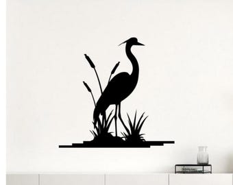 Heron Wall Decal Bird Vinyl Sticker Lake Backwater Interior Home Decor Murals (1bir4p)
