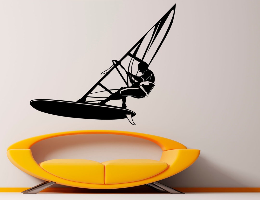 Windsurfing Wall Vinyl Decal Extreme Water Sports Stickers Art Design ...