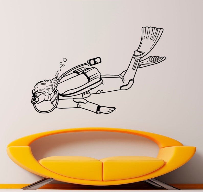 Diving Wall Decal Vinyl Stickers Underwater Swimming Art Etsy