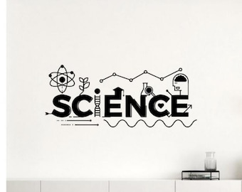 Adesivo da parete scientifico in vinile, scuola, istruzione, ufficio, regalo, arte murale, design, laboratorio STEM, classe, insegnante, interno 5nr