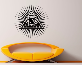 Muursticker Alziend Oog Vinylsticker Illuminati Muurschilderingen Kunst Slaapkamer Interieur Woondecoratie (1ep1t)