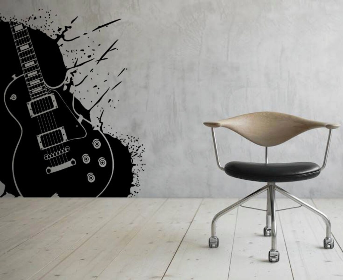 Guitar Wall Decal Wall Vinyl Sticker Musical Instrument Home Etsy