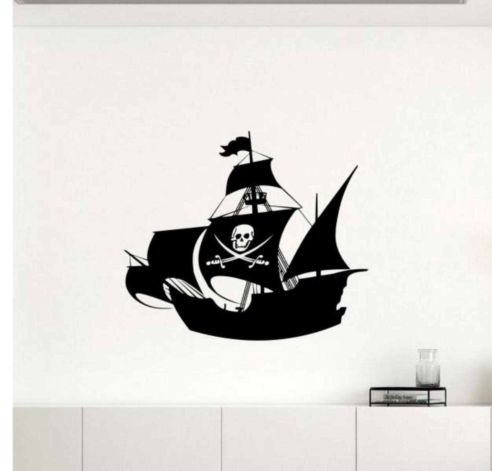 Pirate Ship Wall Decal Vinyl Decal Sticker Sea Boat Ocean Nursery Kids ...