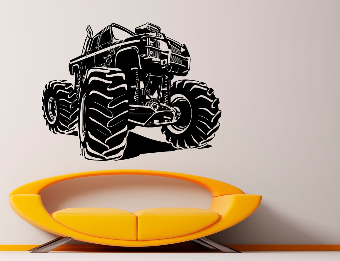 Monster Racers Decals Monster Truck Wall Decal Vinyl Racing Car Sticker Art Murals Garage ...