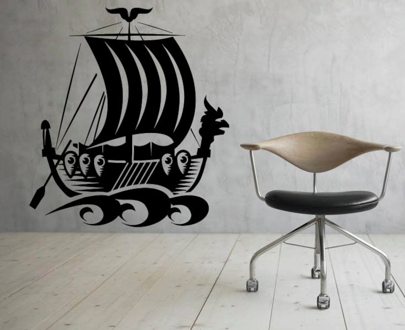 Viking Ship Wall Decal Vinyl Decal Sticker Murals Sea Boat Etsy