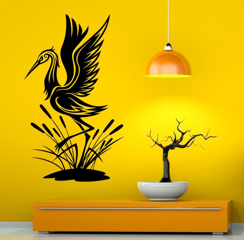 Heron Wall Decal Bird Vinyl Sticker Lake Backwater Interior Etsy