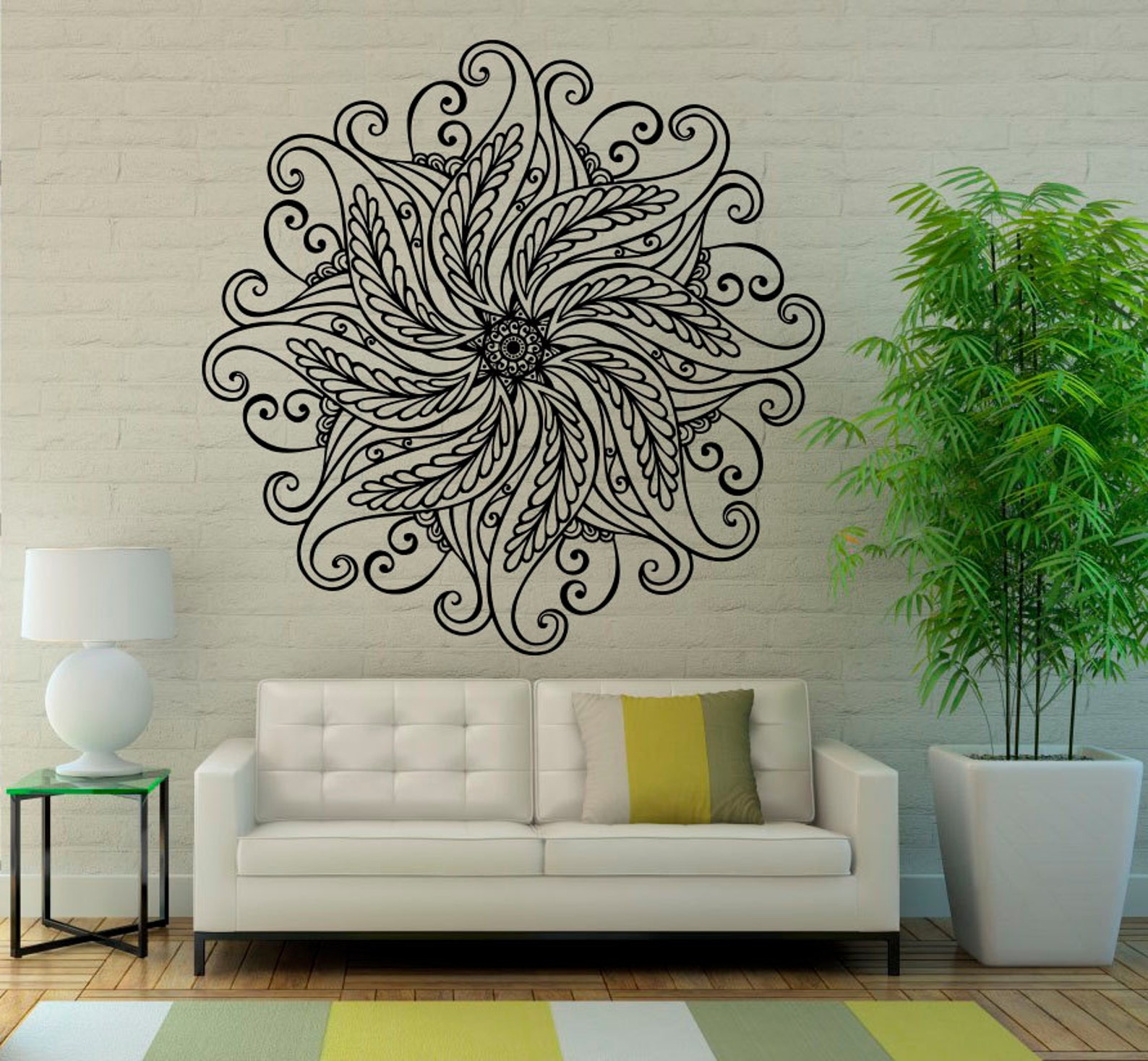 Mandala Wall Decal Flower Mandala Vinyl Sticker Indian Lotus Etsy