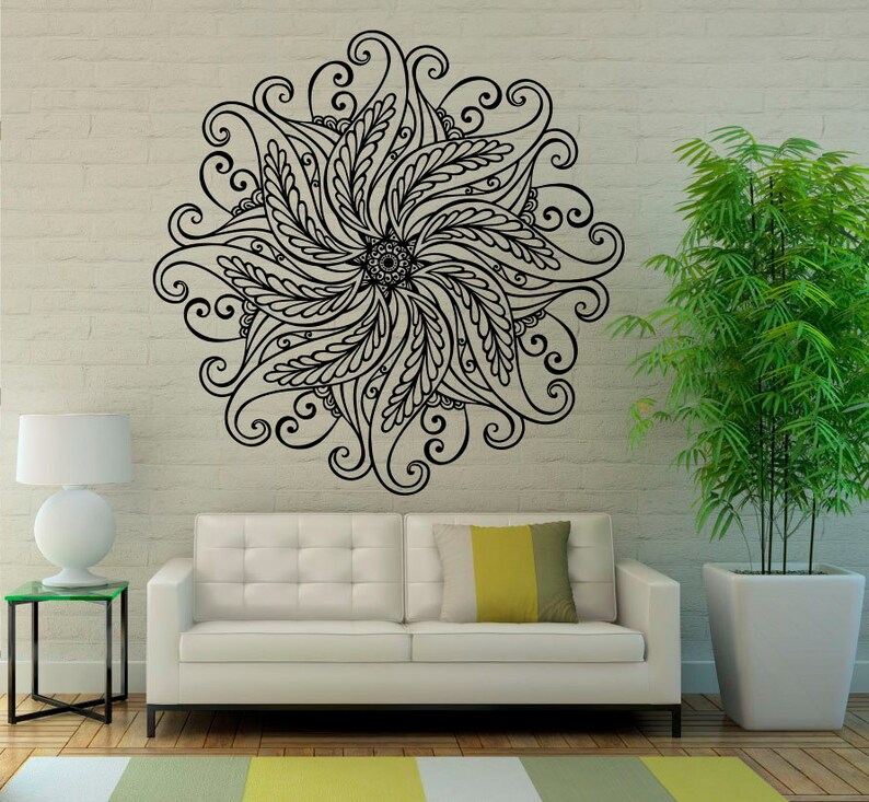 Mandala Wall Decal Flower Mandala Vinyl Sticker Indian Lotus Etsy