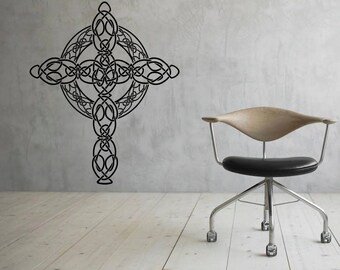 Celtic Cross Wall Decal Celtic Wall Vinyl Decal Interior Home Decor Vinyl Art Wall Murals (11cel2t)