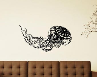 Jellyfish Wall Decal Vinyl Sticker Deep Sea Ocean Fish Tentacles Art Design Interior Bedroom Bathroom (12jel)