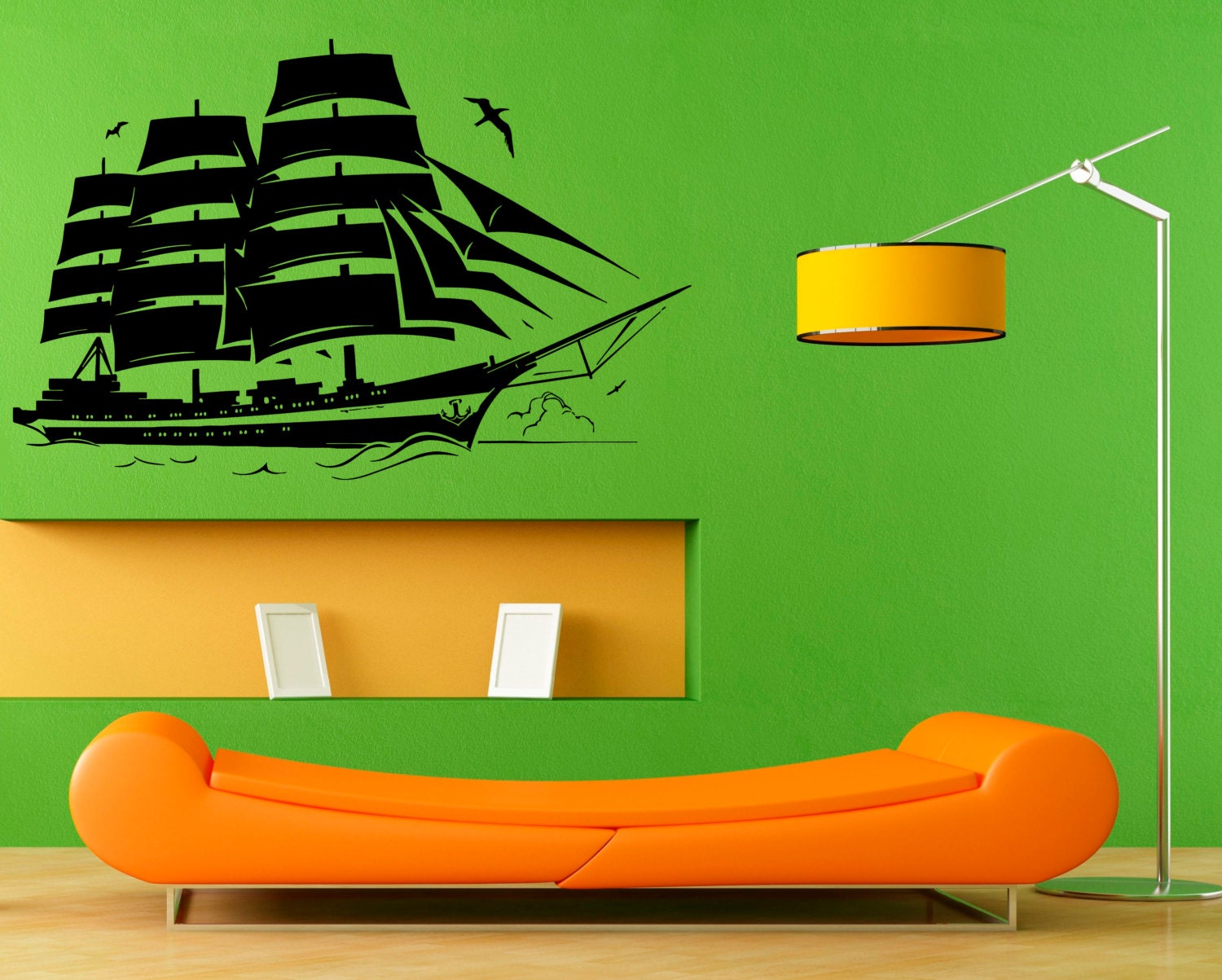 5shp1 Ship Wall Decal Vinyl Decal Sticker Murals Sea Boat Ocean Interior Decor