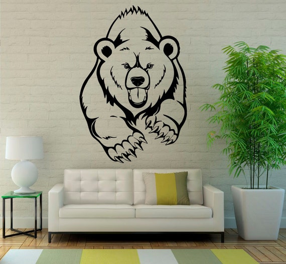 Grizzly Bear Wall Vinyl Decal Animal Predator Sticker Interior Etsy