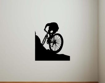 Calcomanía de pared de bicicleta de montaña, vinilo adhesivo para pared, bicicleta deportiva, decoración extraíble para el interior del hogar (10bc1l)