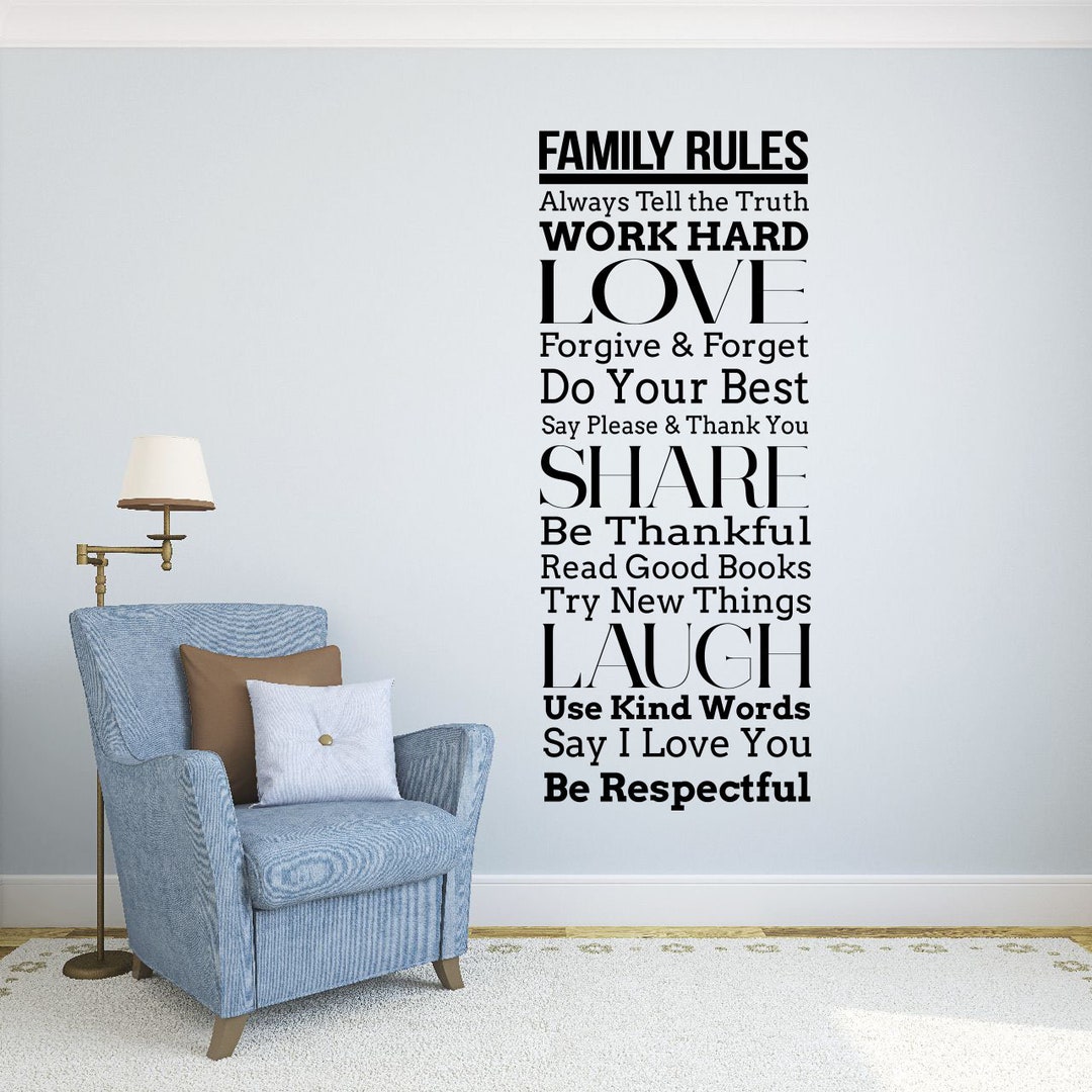 Family Rules Wall Quotes Vinyl Decal Sticker Murals Home Interior Art
